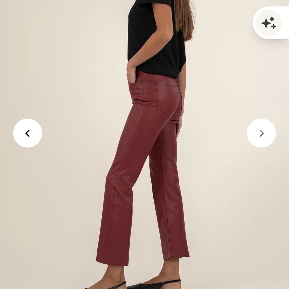 Kut from the Kloth Kelsey High-Rise Ankle Flare Red Coated Pant - Picture 11 of 12